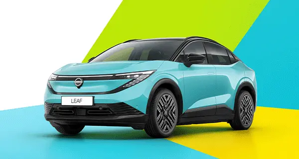 Nouvelle Nissan LEAF 100 % électrique bleu turquoise